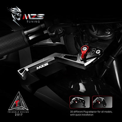 MZS Black Motorcycle Clutch Brake Levers Short + Motorcycle Frame Sliders Falling Crash Protector Guards Compatible with Z400 EX400 EX 400