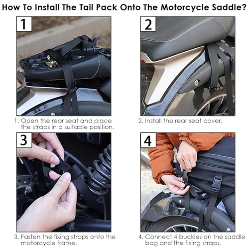 CamGo Motorcycle Tail Bag Waterproof Motorcycling Rear Rack Saddle Bag Expandable Motorcycle Travel Luggage Helmet Cover