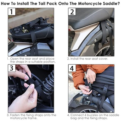 CamGo Motorcycle Tail Bag Waterproof Motorcycling Rear Rack Saddle Bag Expandable Motorcycle Travel Luggage Helmet Cover