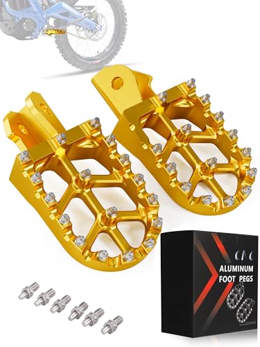 JFG RACING Dirt Bike Foot Pegs,Dirtbike Foot Pegs Foot Pedals Rests CNC for Light Bee/SurRon/Sur Ron S/Sur Ron X/X160/X260/CRF150F CRF230F 2003-2019/KDX200 1983-1994 - Gold - color: gold