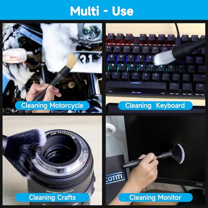 9 Pcs Car Detailing Brush Set No Scratch for Clean Interior or Exterior, Dashboard, Air Vent, Leather Seats, Emblems, Tires, Engine Bay (6 PCS Replacement Brush Head)