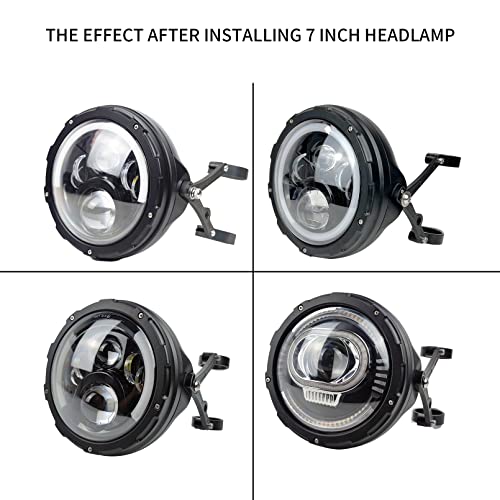 7inch CNC Motorcycle Headlight Housing Bucket with CNC Side Mounting Bracket 46-50MM Fork Tube Holder Clamps for Motorcycle - size: 50