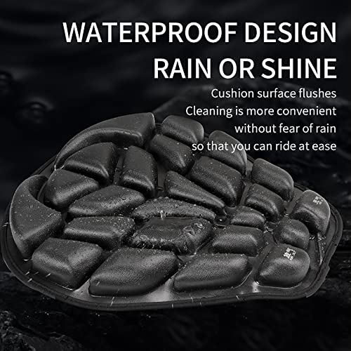 3D Air Shock Absorbing Motorcycle Seat Cushion - Air Filled Motorcycle Seat Pad Butt Protector - Breathable Motorcycle Seat Cover Reduces Pressure and Fatigue. Makes Long Rides More Comfortable