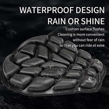 3D Air Shock Absorbing Motorcycle Seat Cushion - Air Filled Motorcycle Seat Pad Butt Protector - Breathable Motorcycle Seat Cover Reduces Pressure and Fatigue. Makes Long Rides More Comfortable