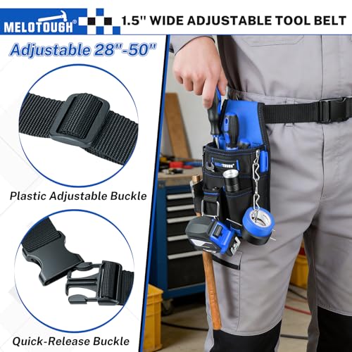 MELOTOUGH Pocket Tool Pouch Tool Belt Pouches with Belt Clip Utility Mini Tool Organizer Pouch for Electrician,Carpenter,Construction,Technician - color: Light Blue