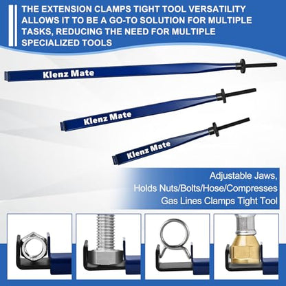 2026 Upgrade Extension Clamps Tool, ,Adjustable Jaws, Holds Nuts/Bolts/Hose/Compresses Gas Lines Clamps Tight Tool, Versatile Vise Grip for Narrow Space, 3 Different Lengths Extension Clamp Tools - color: Blue