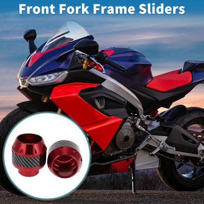 Motorcycle Frame Sliders Falling Protection Wheel Crash Protector Scooter Moped Aluminum Alloy Red 2 Pcs - color: Red