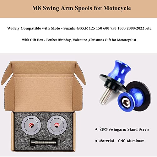 2pcs M8*1.5 Motorcycle Swing Arm Sliders Spools 8mm for Suzuki GSXR 600 750 1992-2024 GSX-R 1000 2001-2024 GSXS 600 750 1000 GSX-8R GSX-8S 2023 -Blue - color: Spool - Blue