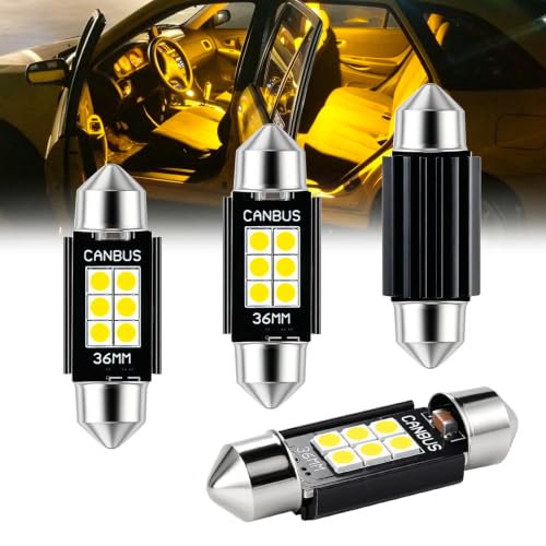 iBrightstar 9-30V Extremely Bright 6411 6418 C5W Festoon LED Bulbs Error Free 1.5" 36mm for Interior Map Dome Lights and License Plate Courtesy Lights, Gold - color: Gold, size: 36mm