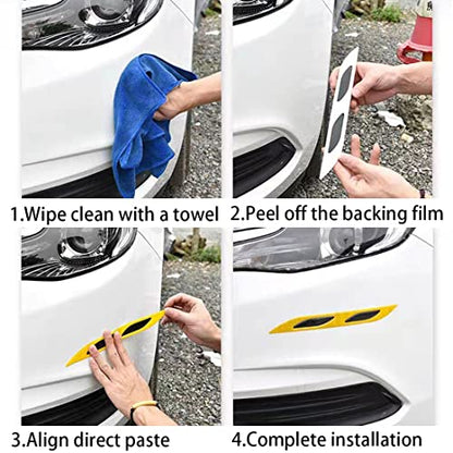 2 PCS Car Strong Reflective Stripe Stickers,Reflective Safety Warning Stripe Stickers for Car,Truck,Motorcycle(Yellow) - color: Yellow