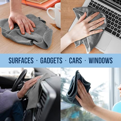 GREEN LIFESTYLE Chamois Cloth, Microfiber Cleaning Cloth 750 Pack, Borderless Towels Cleaning, Car Microfiber Towel, Drying Car Wash Towels (11.5" x 11.5", Grey) - color: Grey, size: Pack of 750