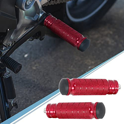 F FIERCE CYCLE 1 Pair 6mm Aluminum Aolly Motorcycle Rearsets Rear Set Footrest Footpeg Foot Rest Peg Motorbike Cycling Red - color: Red