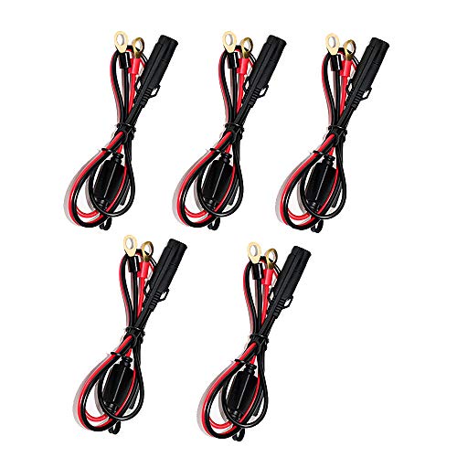 iMESTOU 2FT SAE O Ring Terminal Harness with 10A Fused 2-Pin Quick Disconnect Plug (5PCS-Pack) - color: 5PCS-Pack