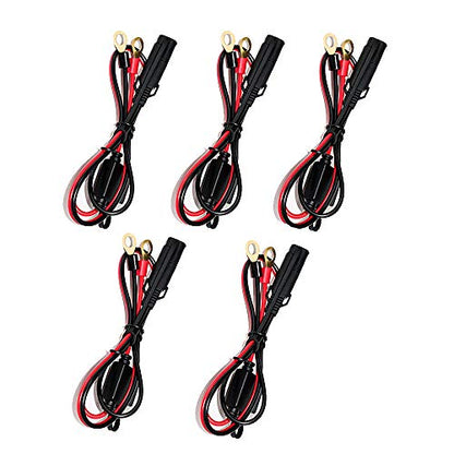 iMESTOU 2FT SAE O Ring Terminal Harness with 10A Fused 2-Pin Quick Disconnect Plug (5PCS-Pack) - color: 5PCS-Pack