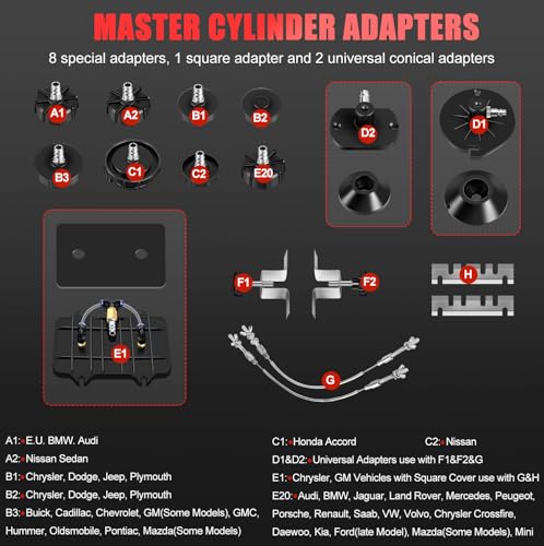 JIFETOR 5L Pneumatic Brake Pressure Bleeder Kit, Air Power Pressurized Master Cylinder Clutch Fluid Bleeding Tool Set with Bleed Machine, Collection Bottle and Adapters, Red Cylinder - color: Red Cylinder