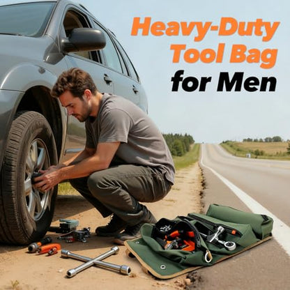 Fathers Day Gift for Husband Dad Men, Roll Up Tool Bag, Fathers Day Gift from Daughter Wife Son, Anniversary Birthday Gifts for Men Him, Portable Tool Organization for Mechanic Welding Electrician
