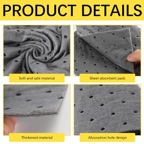 150 Pack Oil Absorbent Pads, Polypropylene oil Spill Mat 9.8 x 13 Inch Water Absorbent Garage Accessories Dry Oil Pads Reusable Absorbing Protecting Sheets for Automotive, Workshop, Basement, Home