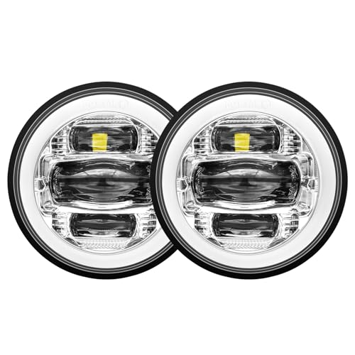 AlyoNed 2024 New 4.5" inch LED Passing Lights Fog Lamps Driving Light DRL White Halo DOT Kit for Motorcycle Auxiliary Light Bulb Projector Driving Lamp Chrome - color: Chrome