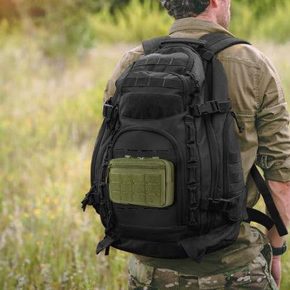 FRTKK Tactical Molle Admin Pouch Utility Laser Cut EDC Tool Pouch Bag Horizontal Modular Pouches Include US Flag Patch and Keychain - color: Army Green