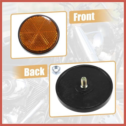 ACROPIX 4 Pcs M6x1.0 Orange Red Plastic Universal Round Screw Mount Reflective Warning Reflector with Nut for Motorcycle Bike Car Parts
