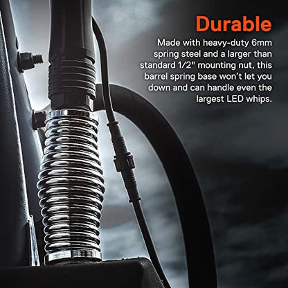 True MODS 2pc Heavy-Duty LED Whip Light Flag Spring Mount Mounting Base [Chrome-Finish] [Quick Release] [1/2" 20 Thread] for Offroad UTV ATV SxS Side-by-Side 4 Wheeler Polaris RZR Can-Am Maverick X3 - color: Chrome, size: 2pc, style: 1/2" - 20 Thread
