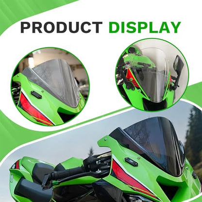 Motorcycle Windscreen Windshield Replacement for Kawasaki Ninja ZX6R ZX-6R ZX 6R Ninja 2024 2025 PC Windscreen Double Bubble (Grey) - color: grey