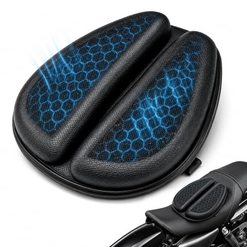 Hexrider Motorcycle Seat Cushion, 3D Honeycomb Gel Motor Seat Pad for Long Rides, Ergonomic Shock Absorption TPE Rider Cushion, Universal Non-Slip Breathable Cruiser Touring Seat Cover