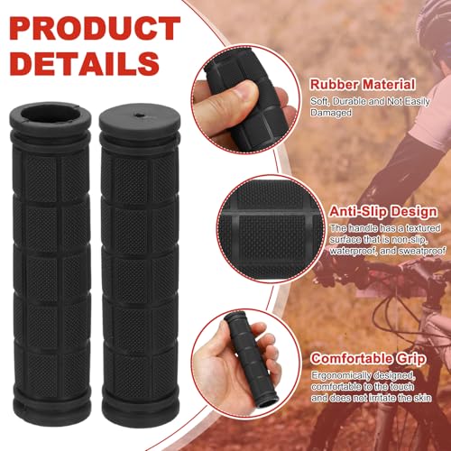 2 Pair Soft Rubber Handlebar Grips, Bicycle Handlebar Grips Bike Handle Bar Wrap Non-Slip 4.5 Inch - Fitting for Mountain Bikes/Road Bicycles/Scooter - color: Black/Yellow