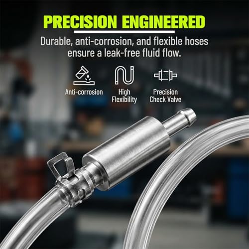 2PCS Motorcycle Brake Bleeder Hose, Motorbike Brake Fluid Flush Kit with One Way Check Valve Clip, Motocross Clutch Stop System Bleeding Tools, Universal for Motorbike