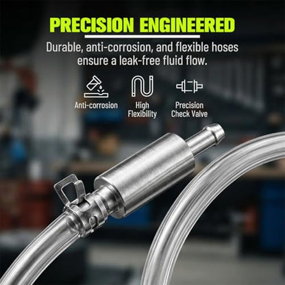 2PCS Motorcycle Brake Bleeder Hose, Motorbike Brake Fluid Flush Kit with One Way Check Valve Clip, Motocross Clutch Stop System Bleeding Tools, Universal for Motorbike