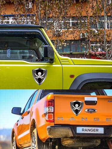 Pirate Jack Rackham Flag Decal Sticker - Pirate Skull Flags Shield Shape Reflective Vinyl Car Stickers - for Car Window Bumper Laptop Waterproof Sticker (5Pcs) - color: Pirate Jack