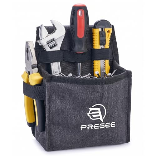 Canvas Tool Belt Pouch Fastener Tool Pouch Small Tool Pouches Flatfit Pocket Utility Pouch Tool Holster Nail Screw Pouch Bag for Electrician, Carpenter, Black, Pack of 1 - color: 1 Pack Black