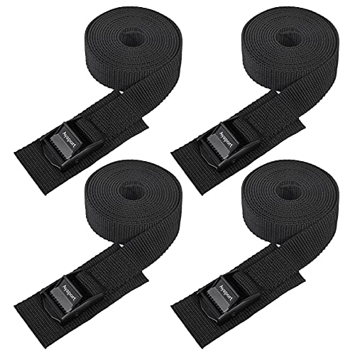 Ayaport Lashing Straps with Buckles Adjustable Cam Buckle Tie Down Cinch Strap for Packing Black 4 Pack - color: Black, size: 1'' x 8'