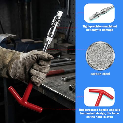 T-Handle Spark Plug Socket Wrench Set - 4Pcs Universal 16mm (5/8") & 21mm (13/16")& 18mm (45/64") Heavy Duty Spark Plug Remover and Installer Tool for Motorcycles, Lawn Mowers, Automotive - style: 4PCS