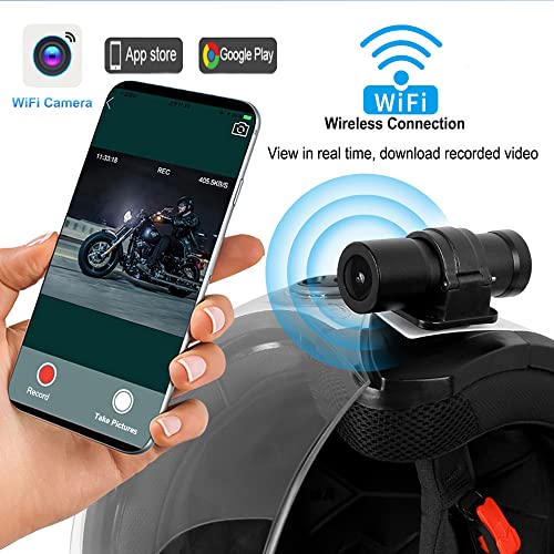VSYSTO WiFi Helmet Camera with Remote Control for Bicycle Motorcycle, HD 1080P Waterproof 150° Wide Angle Lens Starlight Night Vision Bike Dash Camera Action Camera, G-sensor(Single Camea and Bracket) - style: Single Camea and Bracket