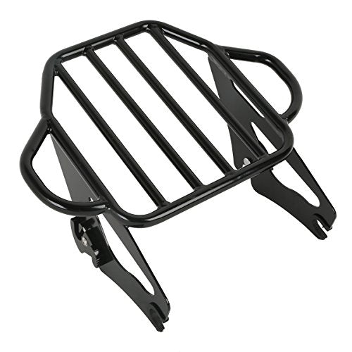 XFMT Motorcycle King Detachable Two-Up Luggage Rack for Harley Touring Road King Street Glide Road Glide Electra Glide 2009-Later, Gloss Black - color: Harp-Shape Luggage Rack-Gloss Black