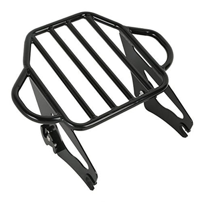 XFMT Motorcycle King Detachable Two-Up Luggage Rack for Harley Touring Road King Street Glide Road Glide Electra Glide 2009-Later, Gloss Black - color: Harp-Shape Luggage Rack-Gloss Black