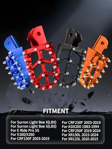 JFG RACING Dirt Bike Foot Pegs,7075 Aluminum CNC Pedals Rests for Surron Light Bee X and S/E Ride Pro S SS SR/CRF150F CRF230F 03-19/CRF250F 19-24/XR150L 15-24/KDX200 83-94-Pink - color: pink