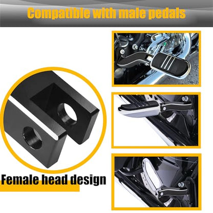 Rear Passenger Foot Peg Bracket Foot Peg Extension Mounting Kit for Harley Touring Road King Road Glide Street Glide Electra Glide Models 1993-later (Gloss Black) (Replaces HD# 50198-97B)