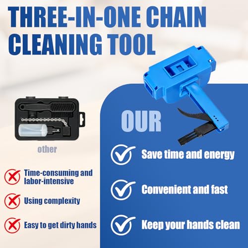 Nohumem] 5-in-1 Bike Chain Cleaner & Emergency Repair Tool Kit - Professional Bicycle Chain Scrubber, Gear Brushes, & 16-in-1 Multi-Tool - Complete Maintenance Set for Road, MTB, & E-Bikes(blue) - color: blue