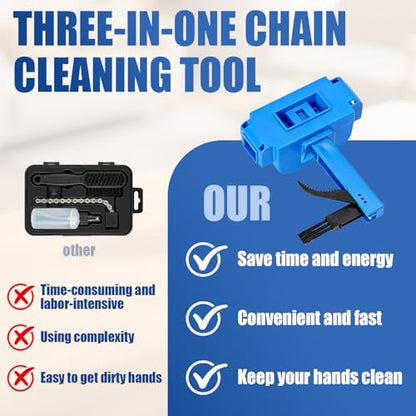 Nohumem] 5-in-1 Bike Chain Cleaner & Emergency Repair Tool Kit - Professional Bicycle Chain Scrubber, Gear Brushes, & 16-in-1 Multi-Tool - Complete Maintenance Set for Road, MTB, & E-Bikes(blue) - color: blue
