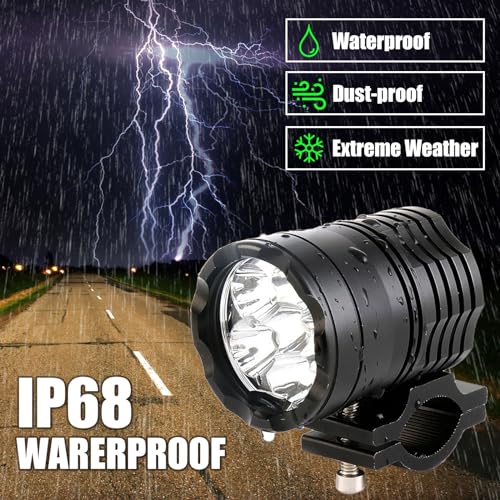 Motorcycle Driving Light 12-60V 40W 3600LM LED Fog Light for ATV UTV Bike Car Truck Boat Forklift Waterproof LED Spotlight with 6 Light Beads High Low Strobe Beam Switch Universal (Black 1) - color: Black 1