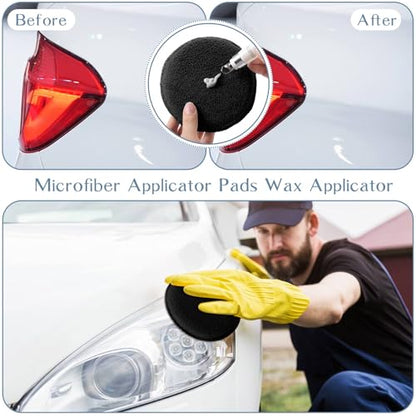 Tanlade 50 Pcs Car Detailing Microfiber Applicator Pad Wax Applicator Wash Microfiber Pads, 5 Inch Diameter (Black) - color: Black