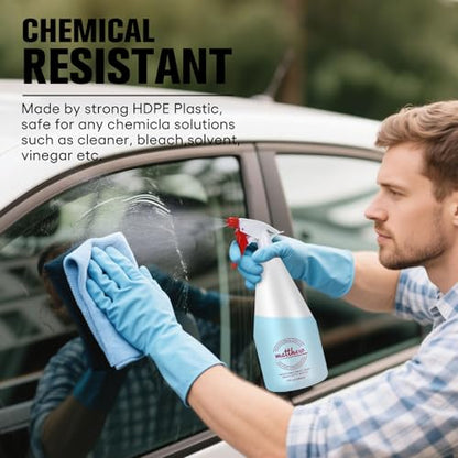 Matthew Cleaning 32 oz Plastic Spray Bottles, Professional Chemical Resistant Heavy Duty Spray Bottles for Chemicals, Cleaner, Bleach, Solvent Safe, Adjustable Nozzle and Measurement, 4 Pack - size: 4 Pack