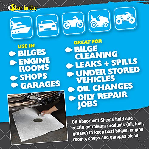 STAR BRITE Bilge Oil Pads Absorbs Oil, Repels Water - 17 x 19 Heavy Weght - 5 Pack (091845) - color: 5 Pack