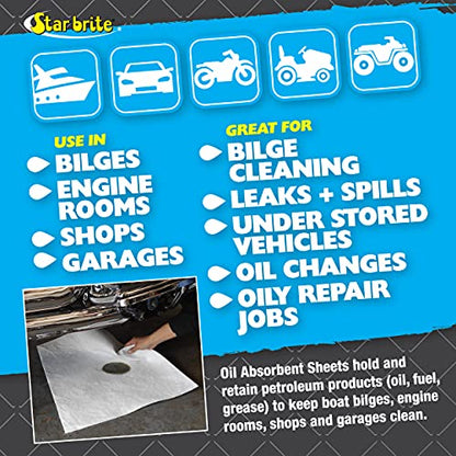 STAR BRITE Bilge Oil Pads Absorbs Oil, Repels Water - 17 x 19 Heavy Weght - 5 Pack (091845) - color: 5 Pack