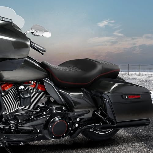 SLMOTO Hammock Motorcycle Drive River Seat - Motorcycle Seat Cushion fit for Harley Touring Road King Street Glide Road Glide Electra Glide 2009-2023 - color: C Style Black