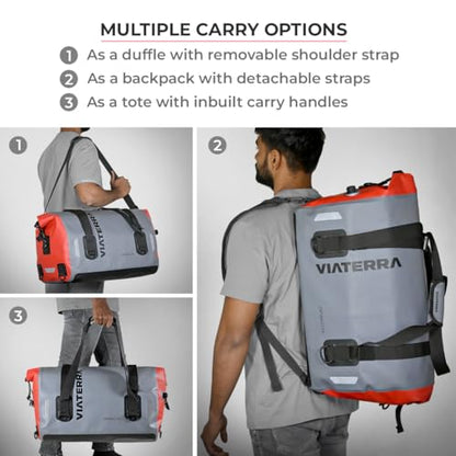 ViaTerra DryBag 55L Motorcycle Tailbag - 100% Waterproof Dry Bag I Universal Luggage & Works on All Motorbikes I No modifications or Saddle Stay/Rack Needed I Suitable as Travel Accessories - size: 55L