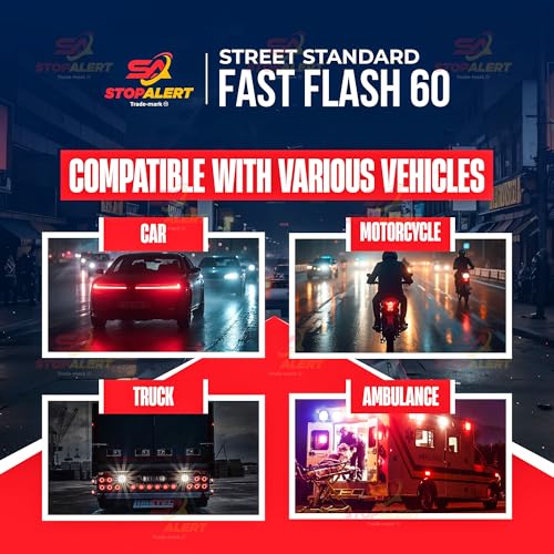 FastFlash 60 Watts Best Brake Flasher Tail & Stop Light Strobe 50X Fastest Preprogrammed 3 Blink Pattern Sequence - LED & ANY OTHER BULB for Cars, Trucks, Motorcycles mount 5A 12-24V - color: Fastflash 60w