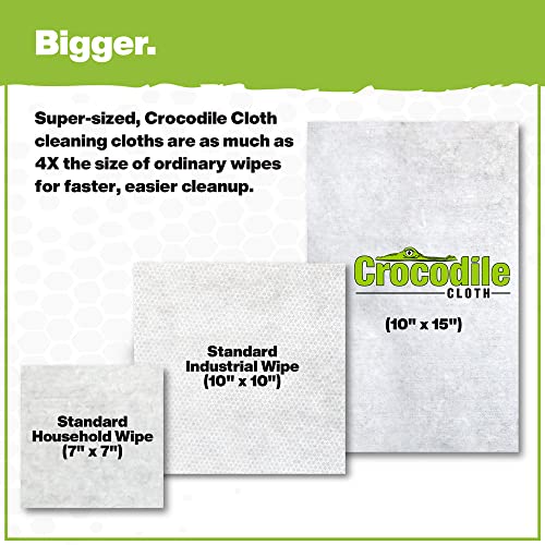 Crocodile Cloth Auto Cleaning Wipes – 100 XL (15" x 10") Disposable Wipes for Car Engine Degreasing, Body Detailing & Tire Cleaning – Cuts Grease, Oil, Adhesives on Hands, Tools, Parts & More - size: 100 Count (Pack of 1)